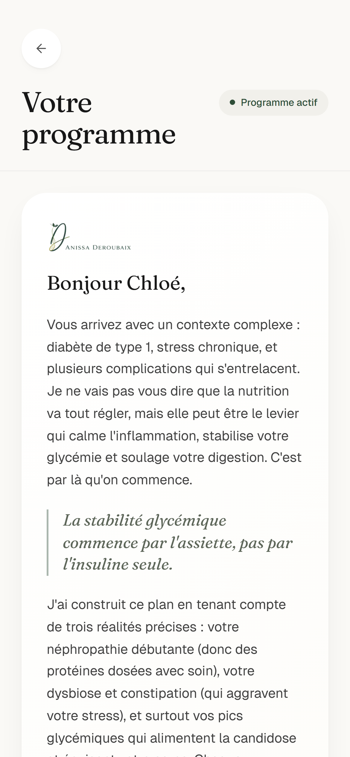 Écran Votre lettre — mot personnalisé d'Anissa