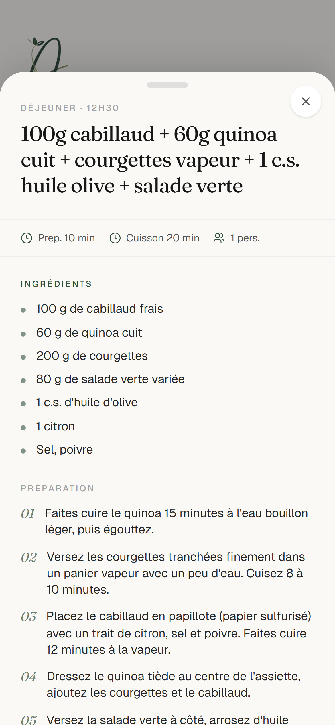 Recette détaillée — ingrédients, étapes de préparation, astuce nutritionniste